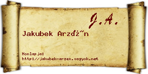 Jakubek Arzén névjegykártya